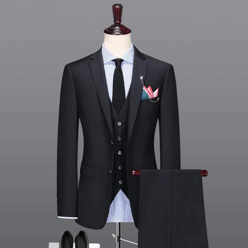 羊毛西服套裝男士灰色商務(wù)西裝修身四季職業(yè)正裝新郎結(jié)婚禮服上班